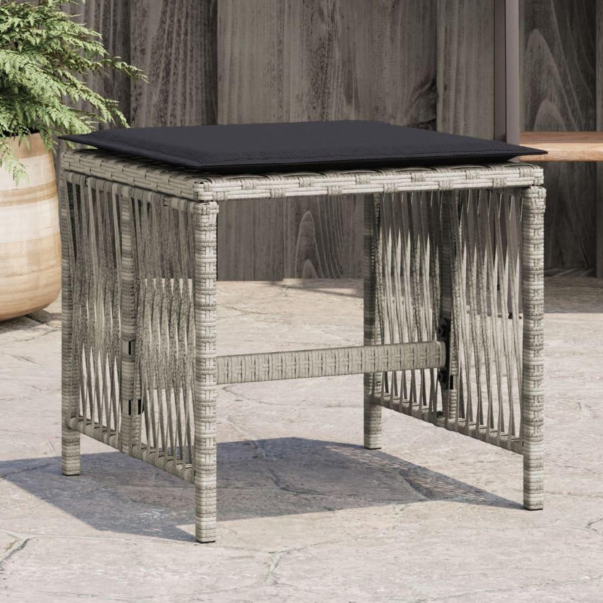 VIDAXL Tabourets de jardin et coussins lot de 4 gris clair 41x41x36 cm