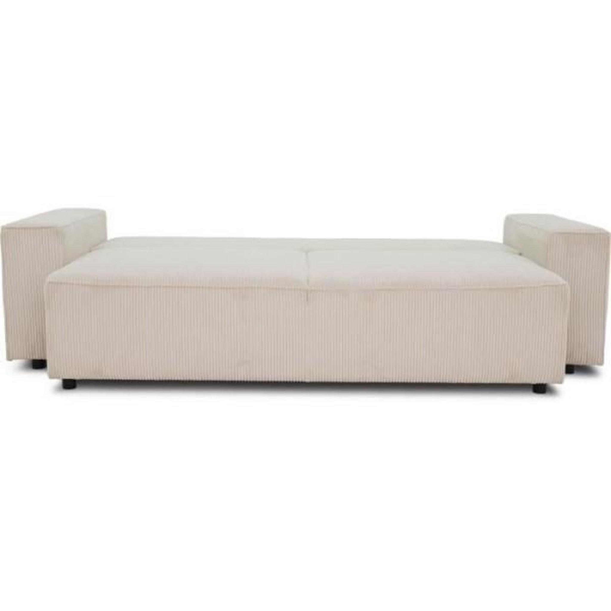 Voir la diapositive 4 : MARKET24 Canapé droit convertible 3 places JOSH - velours côtelé beige - Coffre de rangement - L239xP86xH85cm