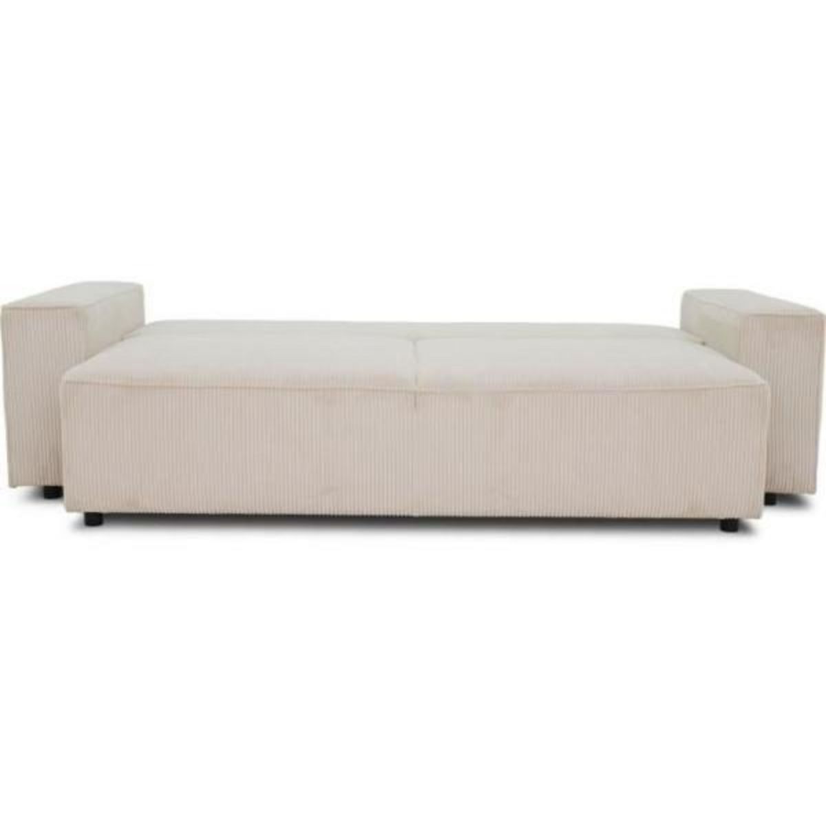MARKET24 Canapé droit convertible 3 places JOSH - velours côtelé beige - Coffre de rangement - L239xP86xH85cm