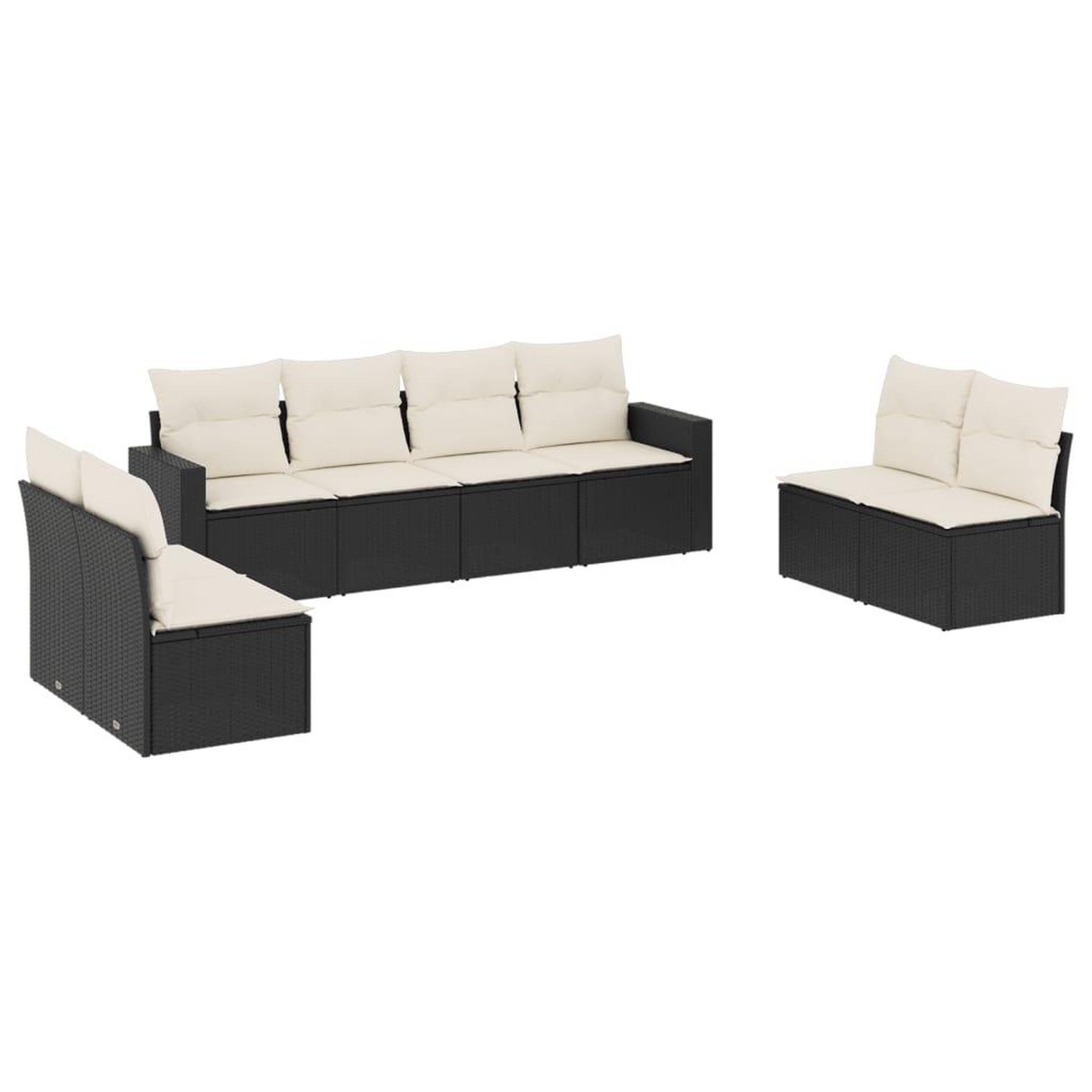 Voir la diapositive 2 : VIDAXL Salon de jardin 8 pcs avec coussins noir resine tressee