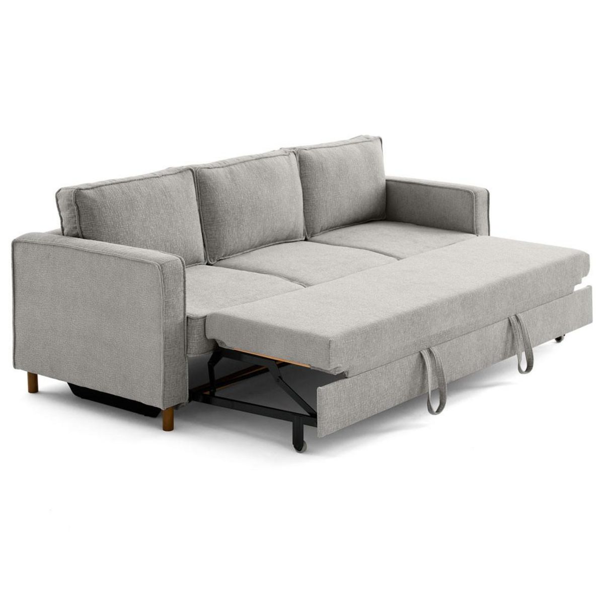 LISA DESIGN Jake - canapé droit 3 places convertible en tissu velours relief