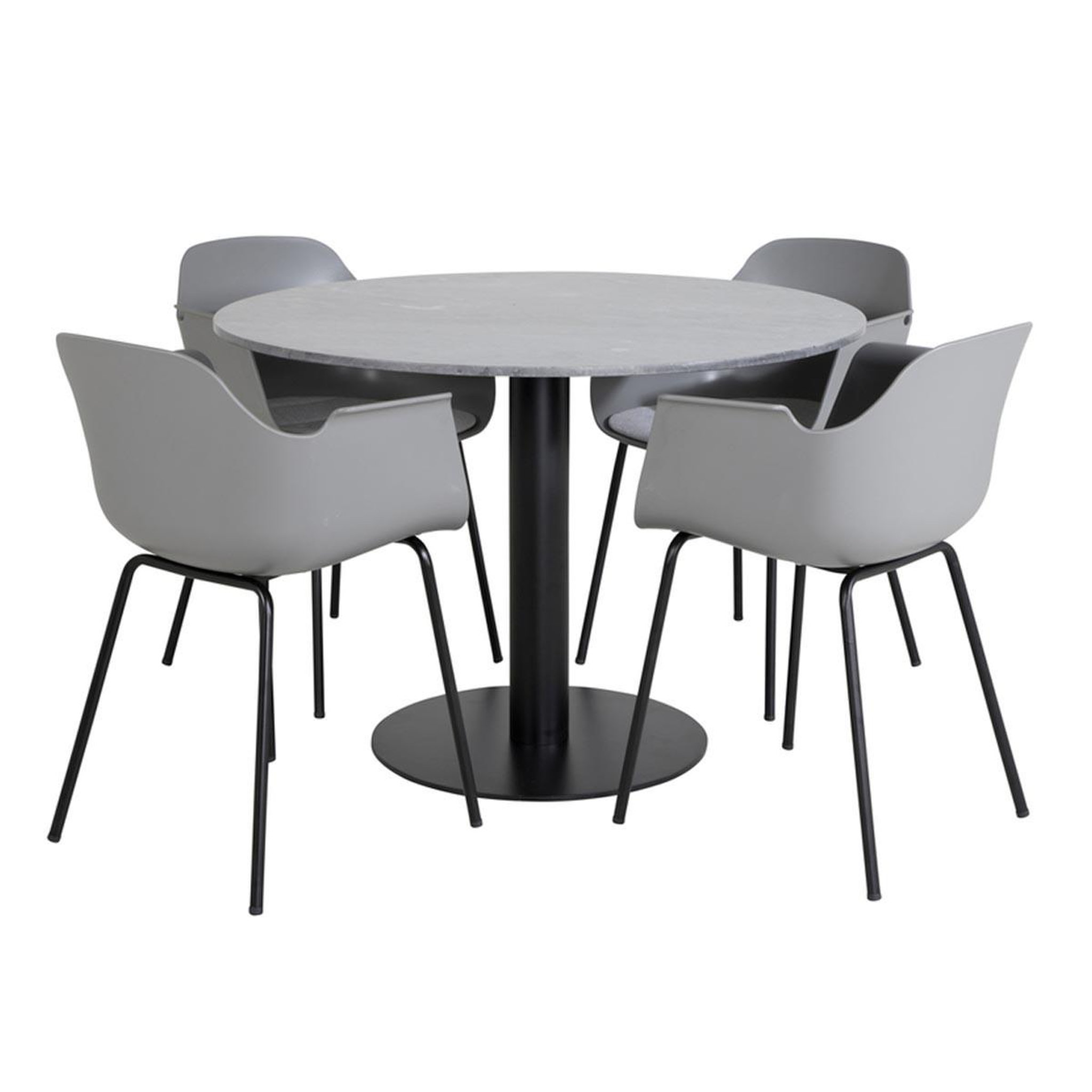 Paris Prix Ensemble Table à Manger & 4 Chaises  Estelle I & Comfort  106cm Gris Foncé & Gris