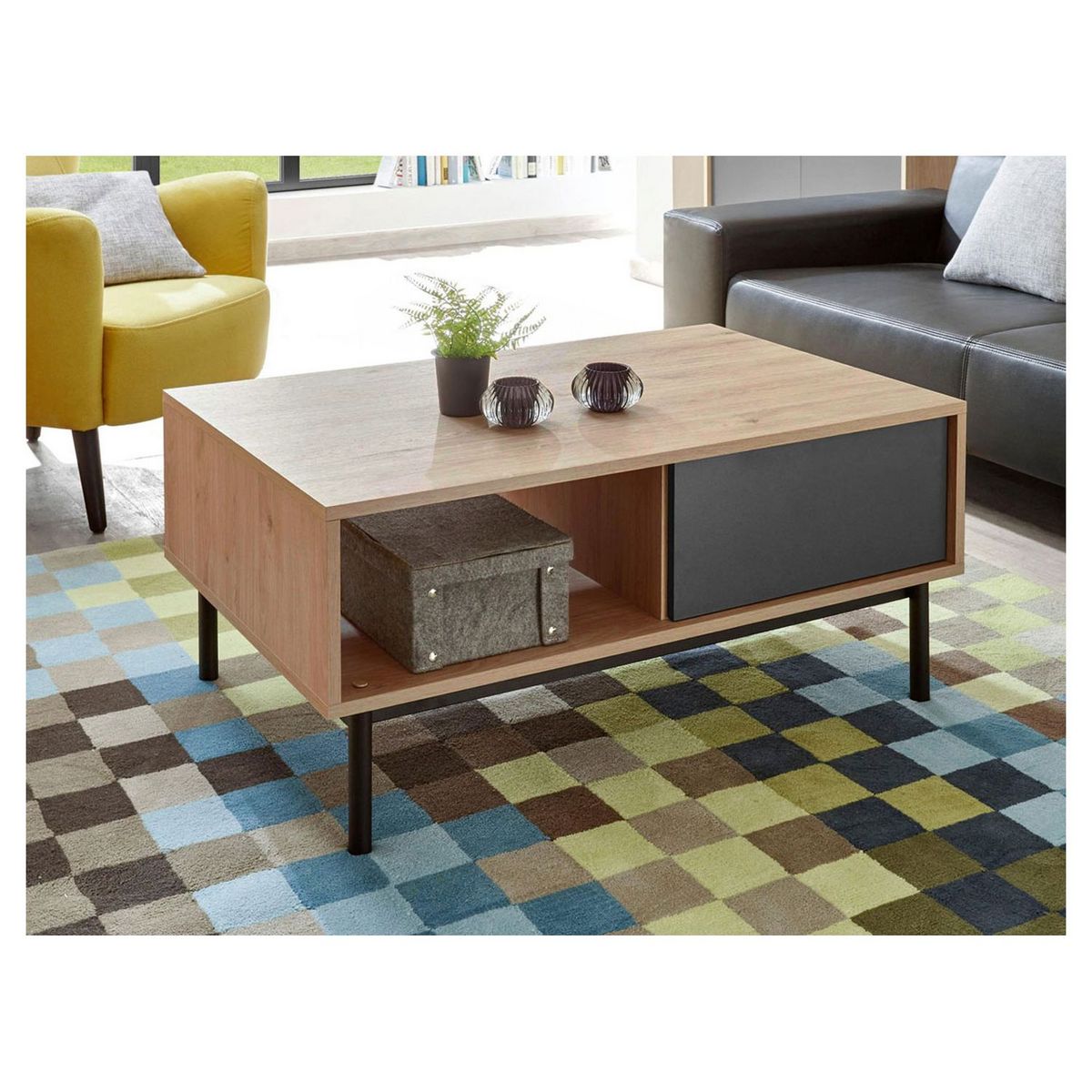 Table basse industrielle 1 tiroir L104cm THEO
