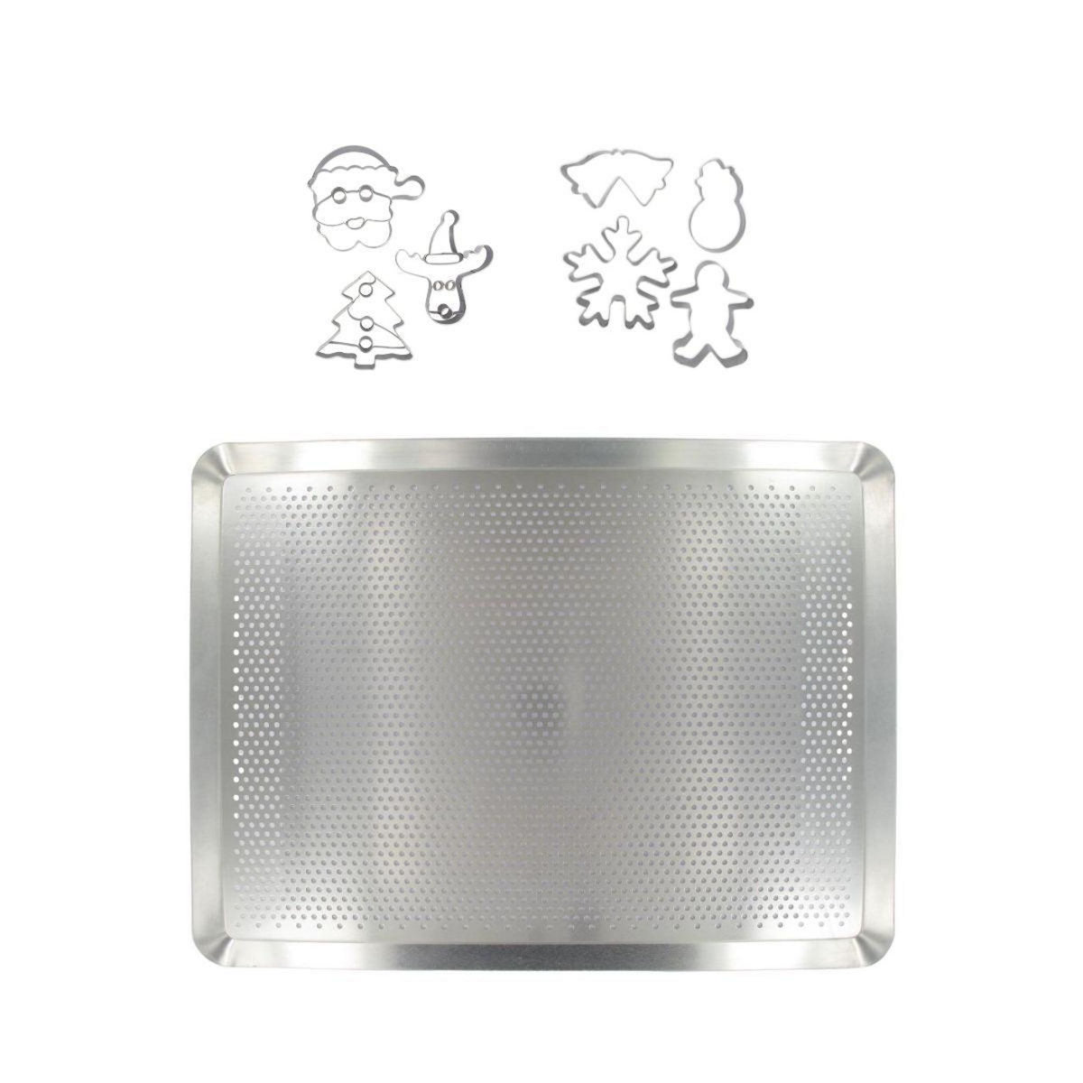 ZENKER Plaque de cuisson four microperforée de 40 x 30 cm et 7 emporte-pièces de Noël inox Zenker Noël