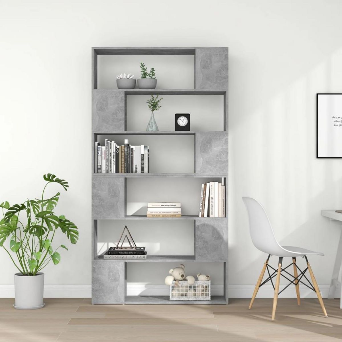 VIDAXL Bibliotheque/Separateur de piece Gris beton 100x24x188 cm