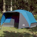 VIDAXL Tente de camping avec porche 4 personnes bleu impermeable