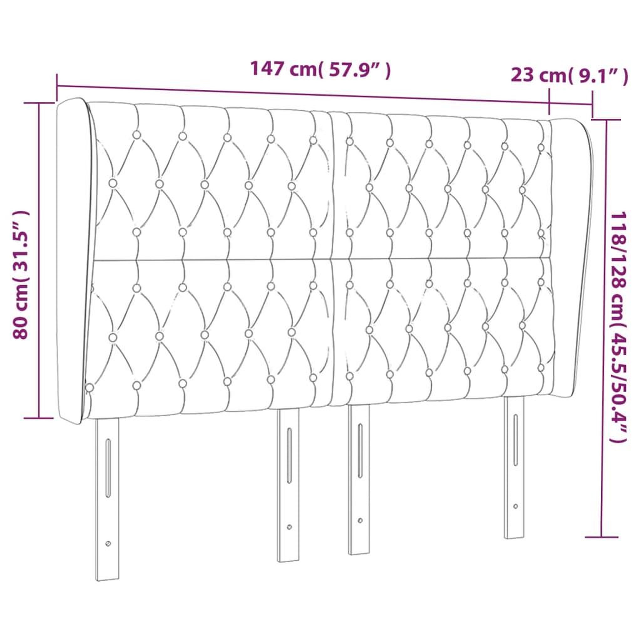 Voir la diapositive 6 : VIDAXL Tete de lit avec oreilles gris clair 147x23x118/128 cm tissu