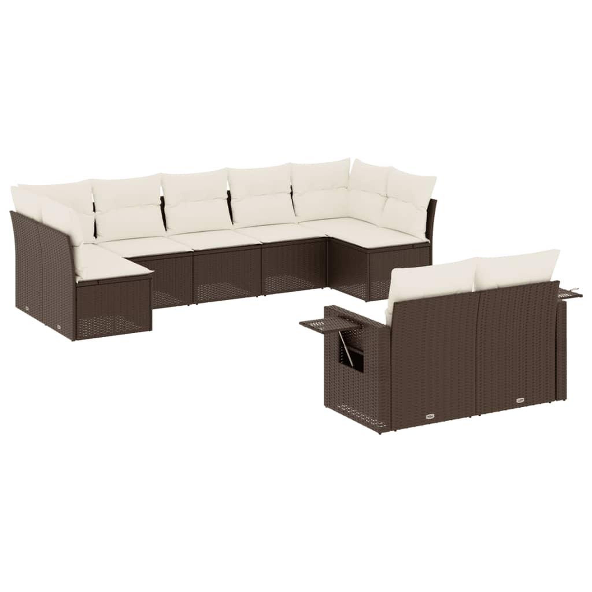 Voir la diapositive 2 : VIDAXL Salon de jardin avec coussins 9 pcs marron resine tressee