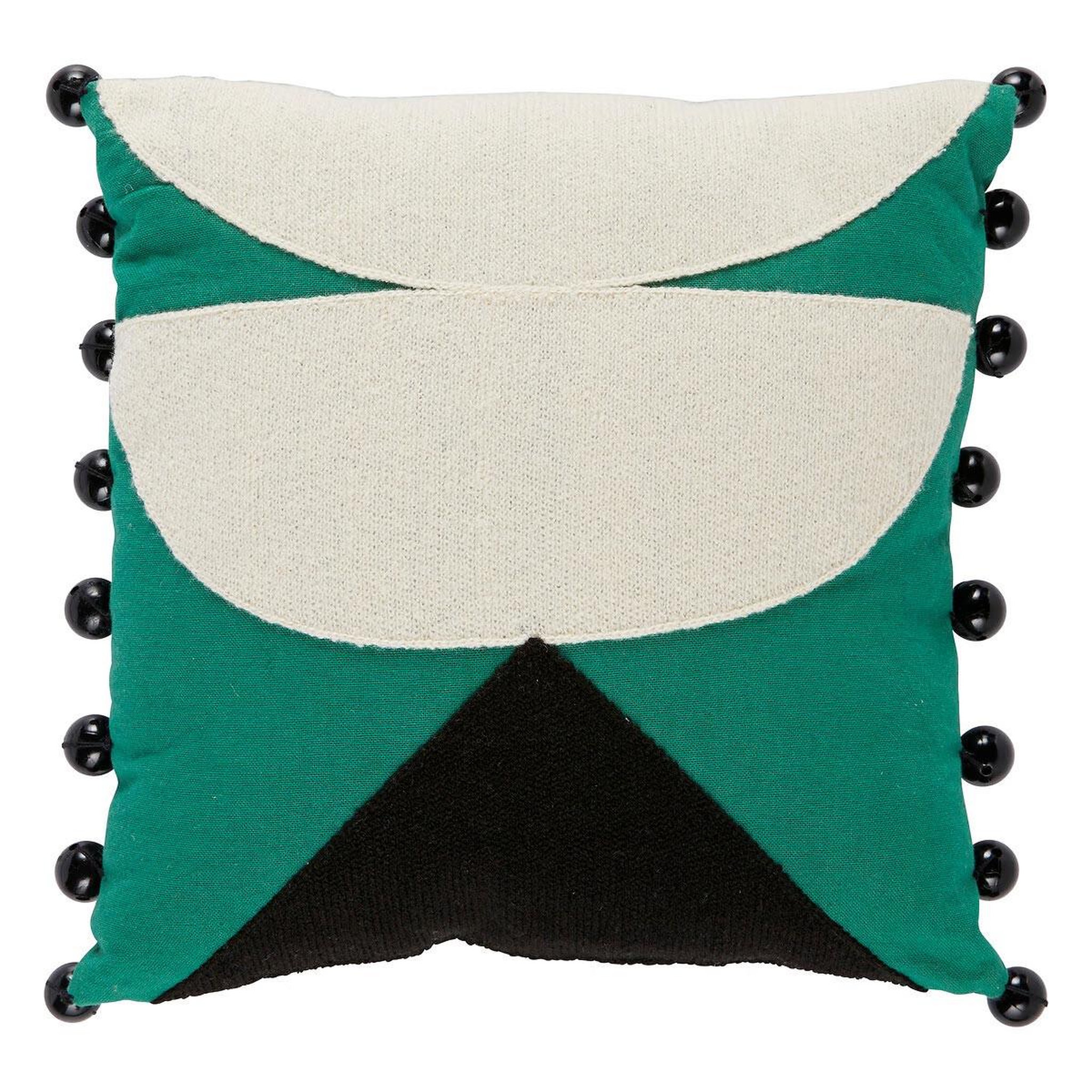 Voir la diapositive 1 : ATMOSPHERA Coussin brodé perle  malakite  30x30cm vert cèdre