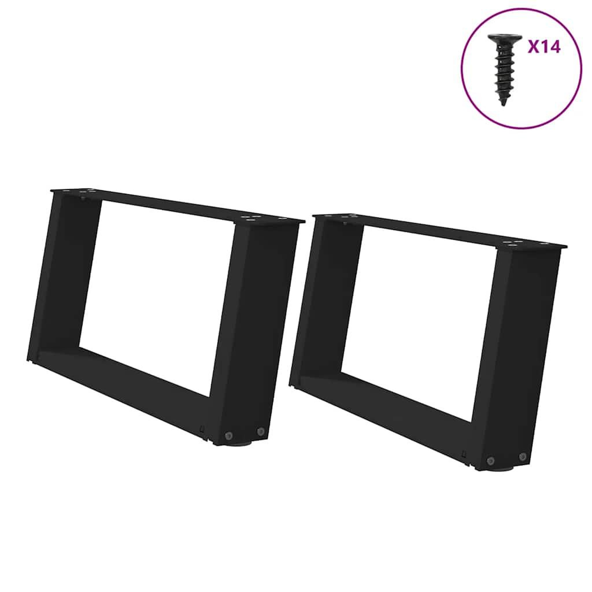 VIDAXL Pieds de table basse forme de U 2 pcs noir 60x(30-31) cm acier