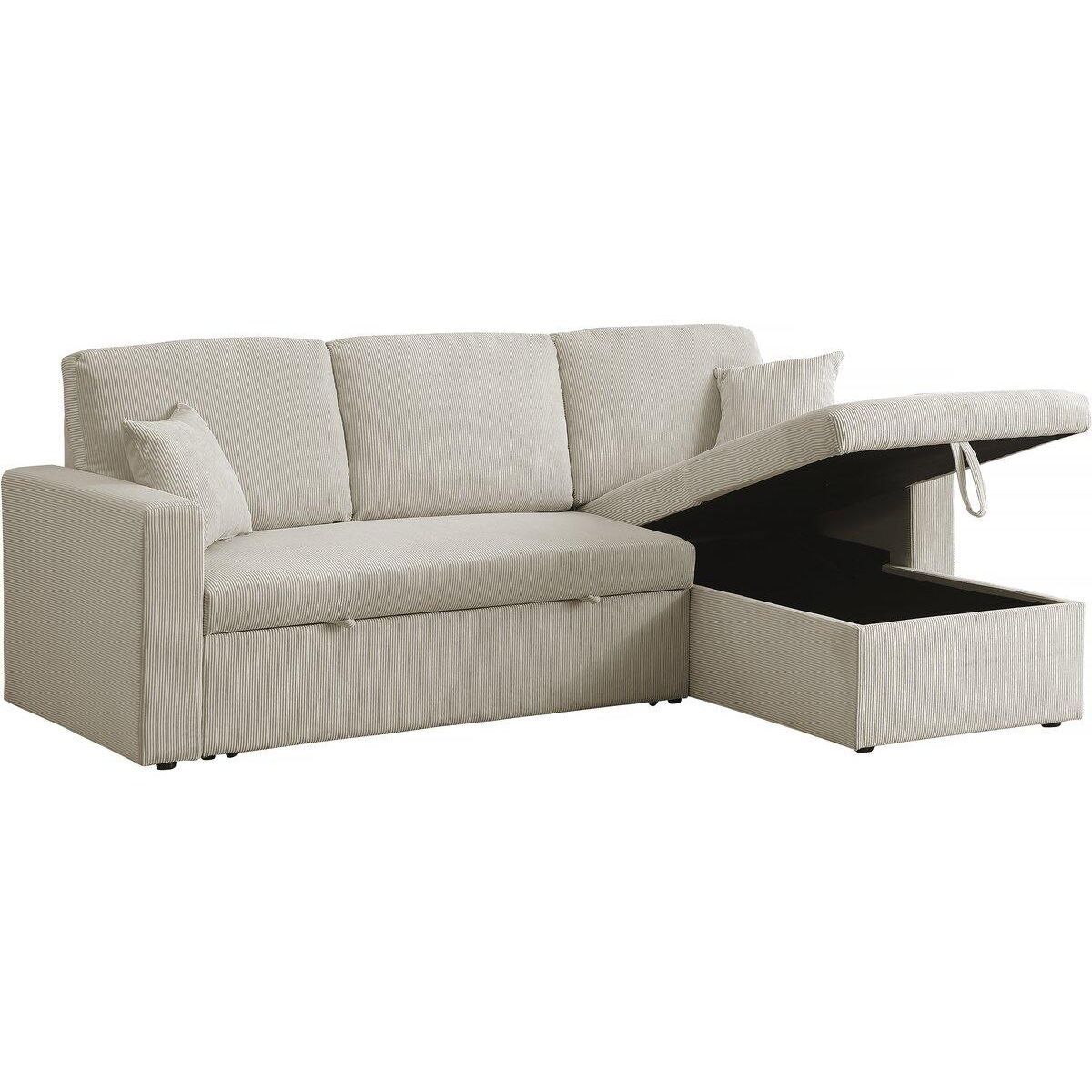 Habitat et Jardin Canapé d'angle convertible en velours côtelé  Alain  - 3 places - Beige