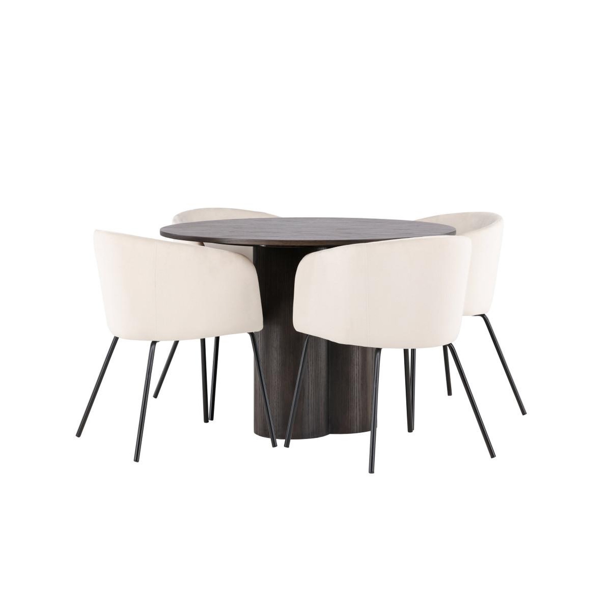 Voir la diapositive 3 : Paris Prix Ensemble table à manger & 4 chaises en velours  olivia & berit  110cm moka & beige