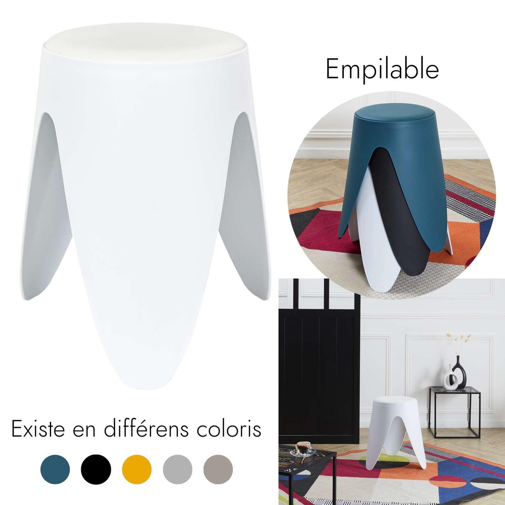Voir la diapositive 6 : The Home Deco Factory Tabouret d'appoint empilable emma - blanc