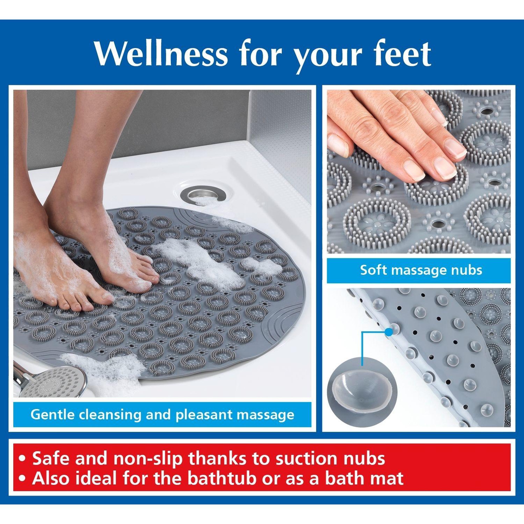 Voir la diapositive 3 : Wenko Tapis de massage pour la douche - gris