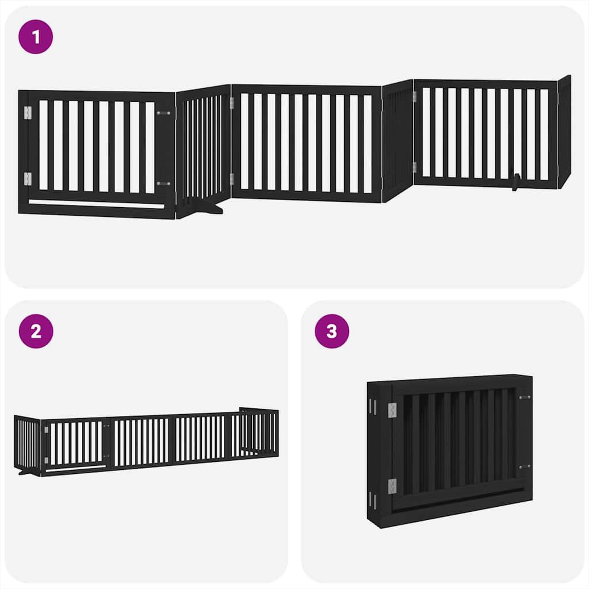 Voir la diapositive 5 : VIDAXL Barriere pour chien porte pliable 6 panneaux noir bois peuplier