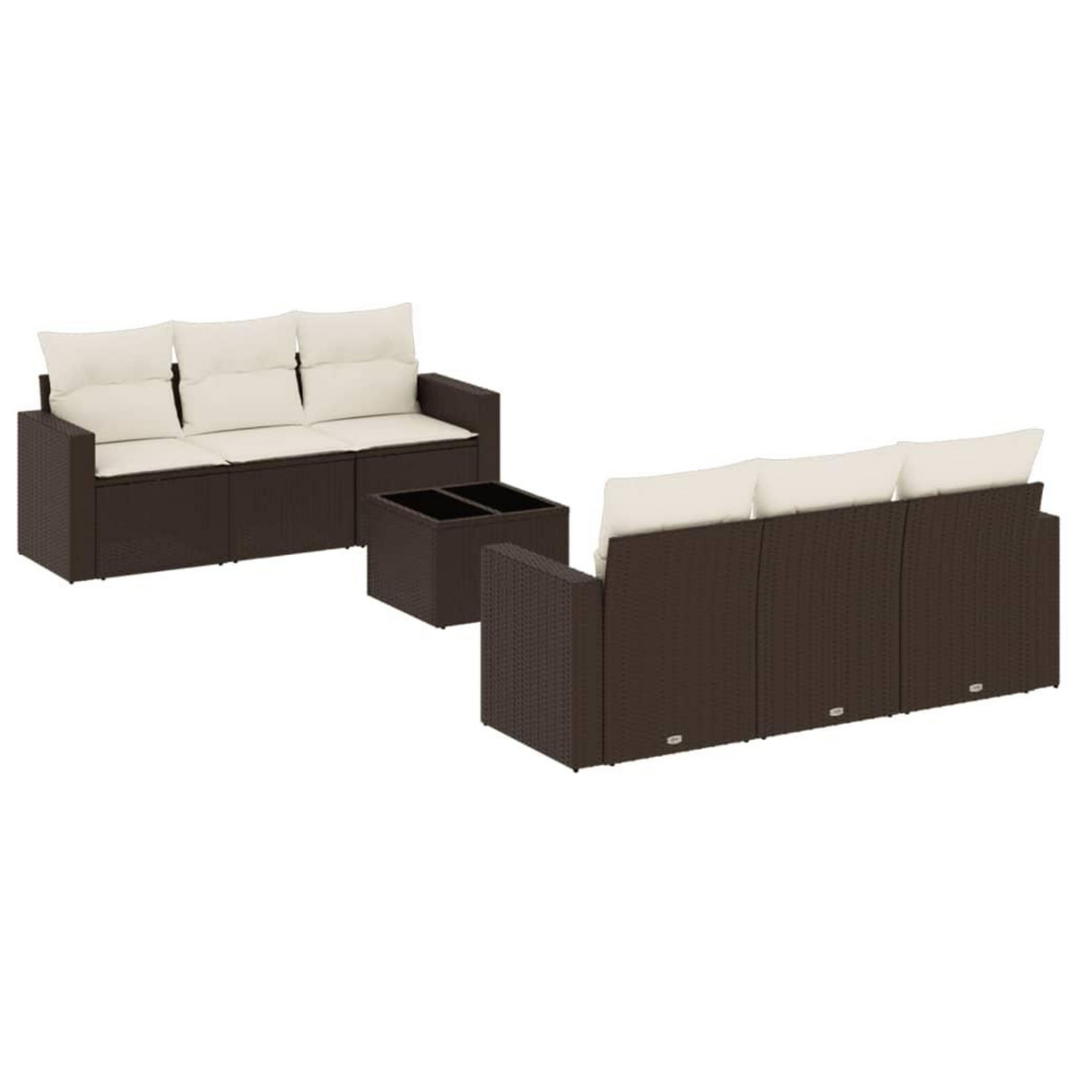 VIDAXL Salon de jardin avec coussins 7 pcs marron resine tressee