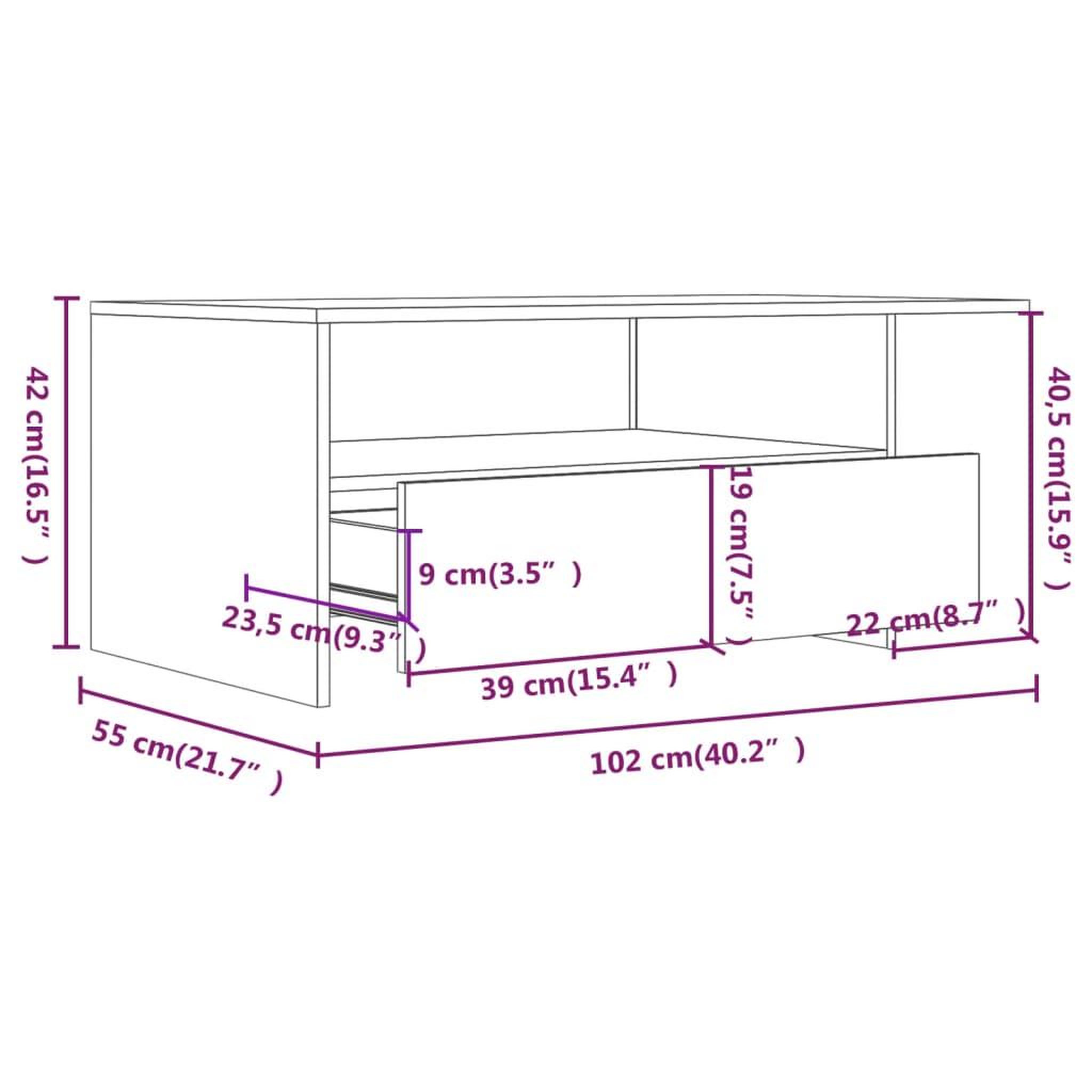 Voir la diapositive 6 : VIDAXL Table basse blanc brillant 102x55x42 cm bois d'ingenierie