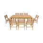 Voir la diapositive 2 : SWEEEK Table de jardin extensible bois d'acacia + 8 assises Palena + Ocara 200/275 x 100 x 75 cm naturel