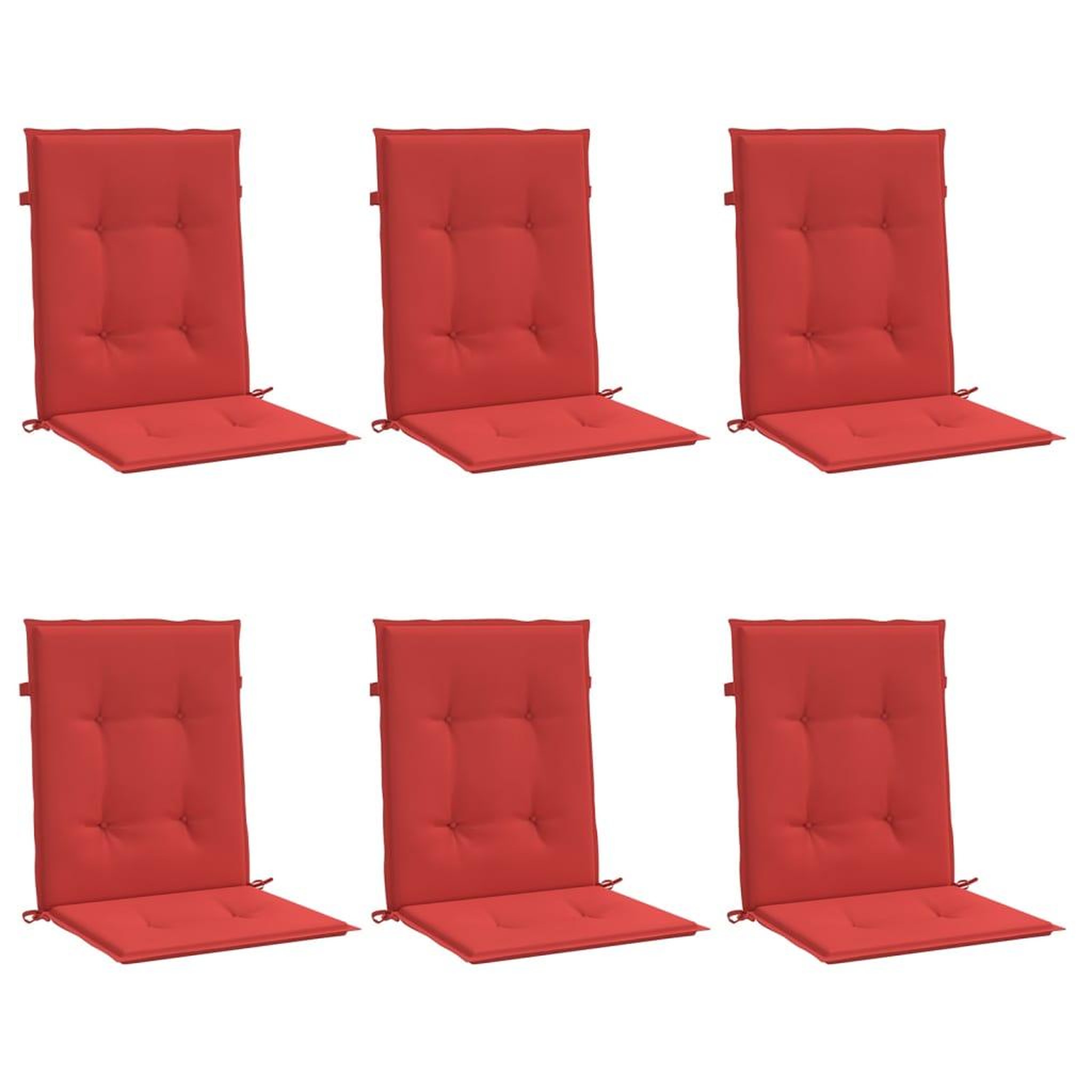 Voir la diapositive 3 : VIDAXL Coussins de chaise de jardin a dossier bas lot de 6 rouge