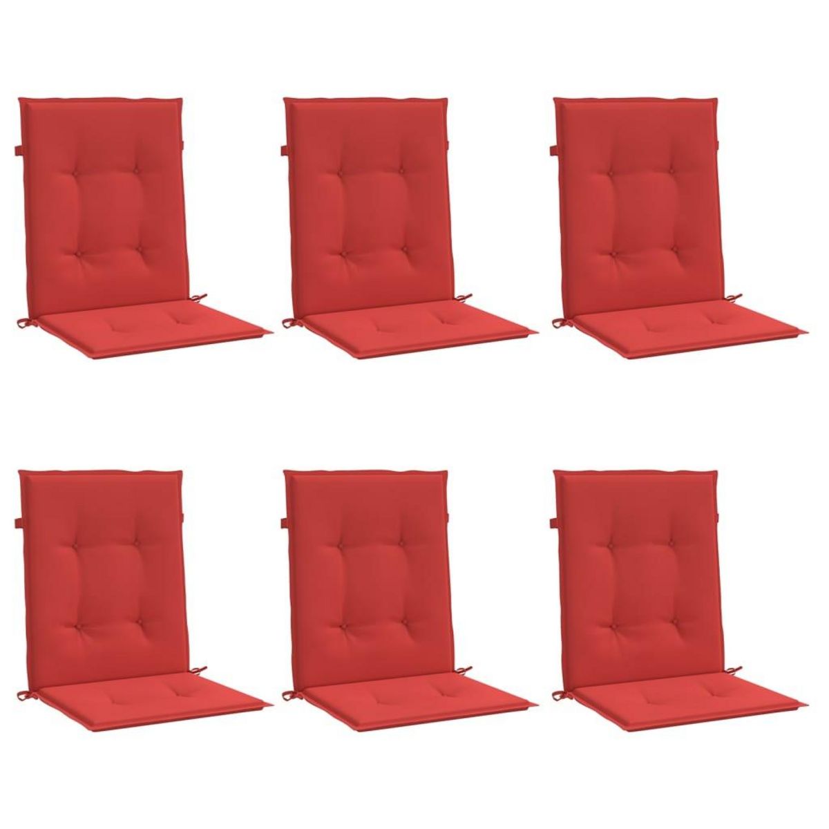 VIDAXL Coussins de chaise de jardin a dossier bas lot de 6 rouge