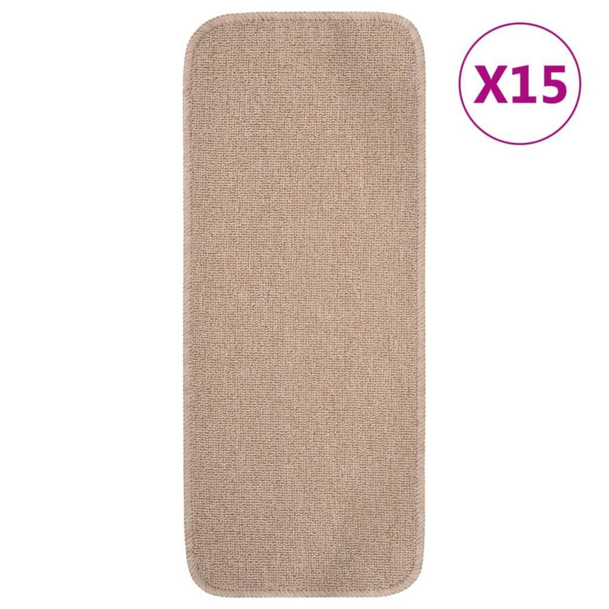 VIDAXL Tapis escalier antiderapants 15 pcs 60x25cm Beige Rectangulaire