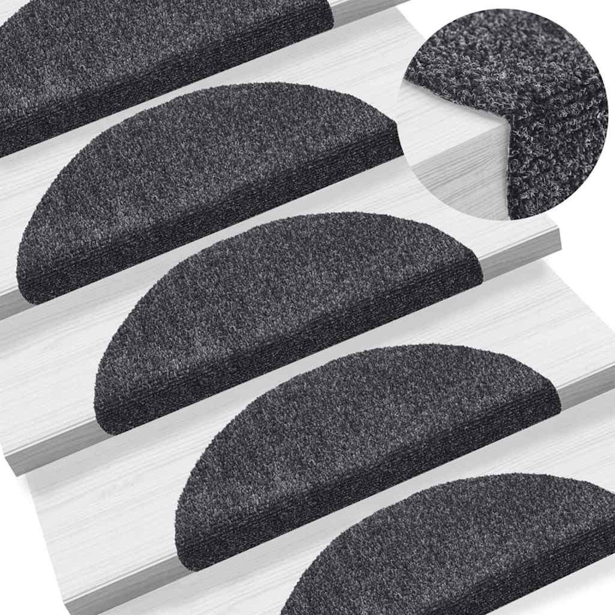 Voir la diapositive 5 : VIDAXL Tapis d'escalier autocollant 20 pcs gris fonce 56x17x3 cm
