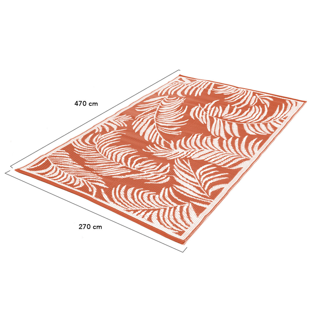 ID MARKET Tapis extérieur COCO tropical terracotta et blanc 270 x 470 CM