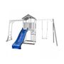 Voir la diapositive 1 : Axi House AXI Structure de jeu Beach Tower Gris Blanc avec cadre d'escalade balancoire et toboggan Bleu