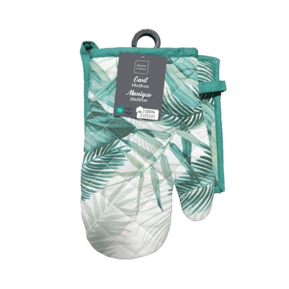 Paris Prix Gant & Manique Imprimé  Botanique  28cm Vert
