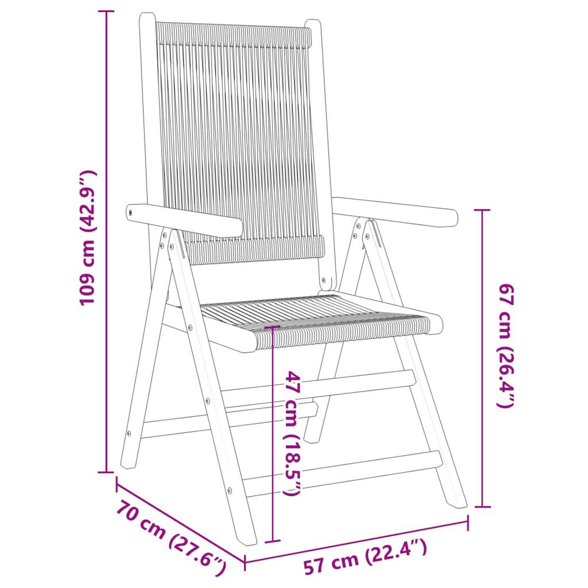 Voir la diapositive 6 : VIDAXL Chaises inclinables de jardin lot de 8 noir bois massif acacia
