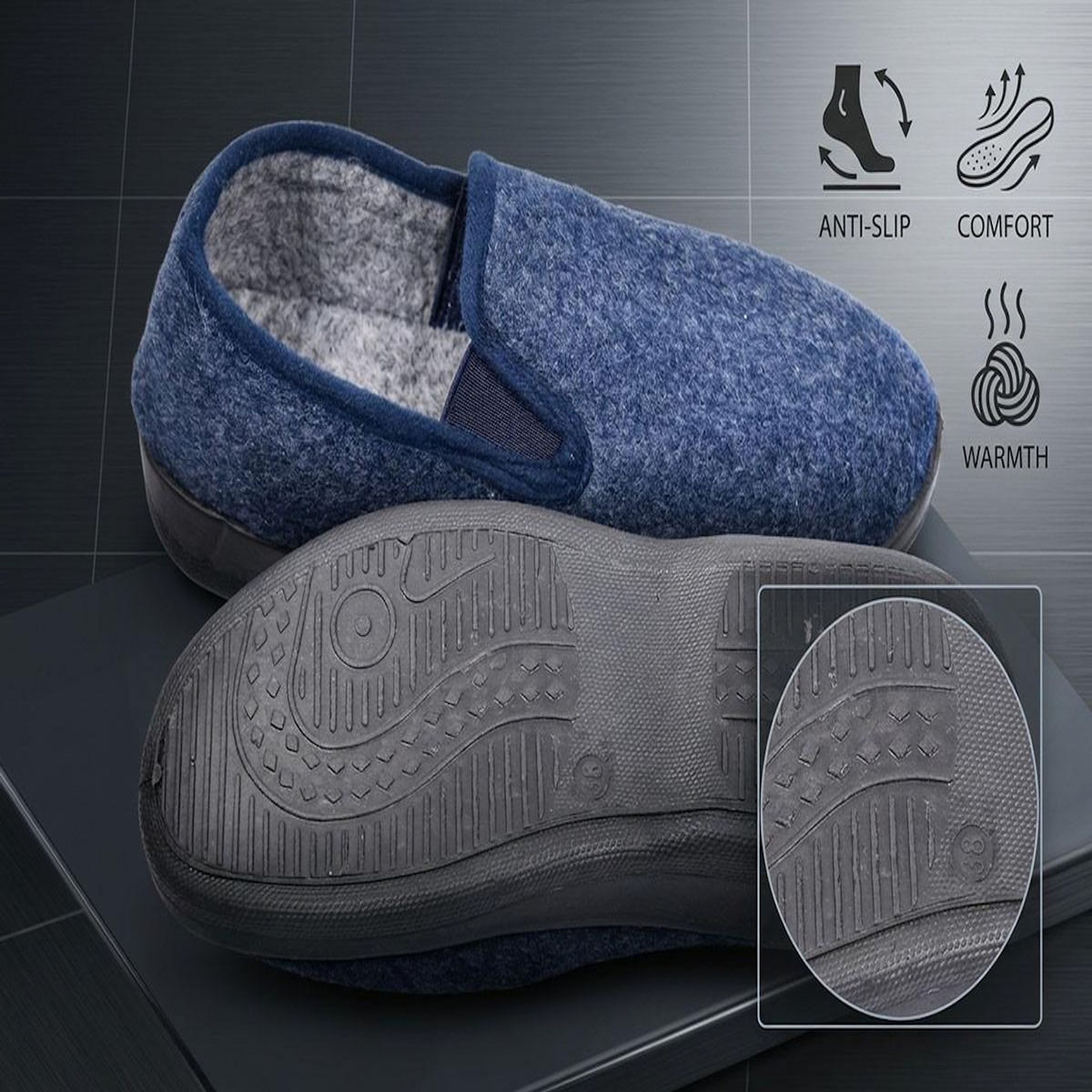 OZABI OZABI Pantoufles Femme Charentaises Chaudes Fourrées Semelle Antidérapante