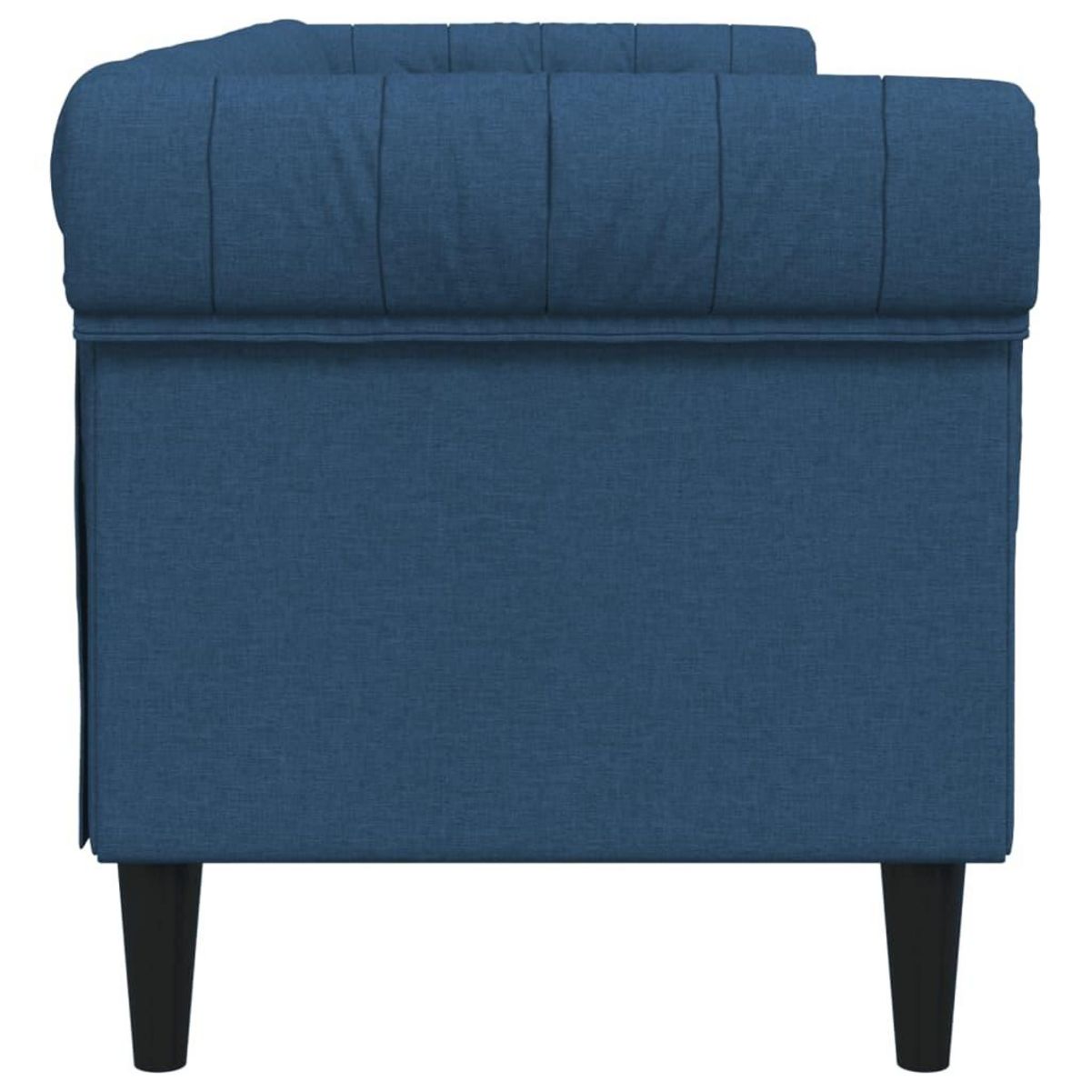 VIDAXL Canape Chesterfield 3 places bleu tissu