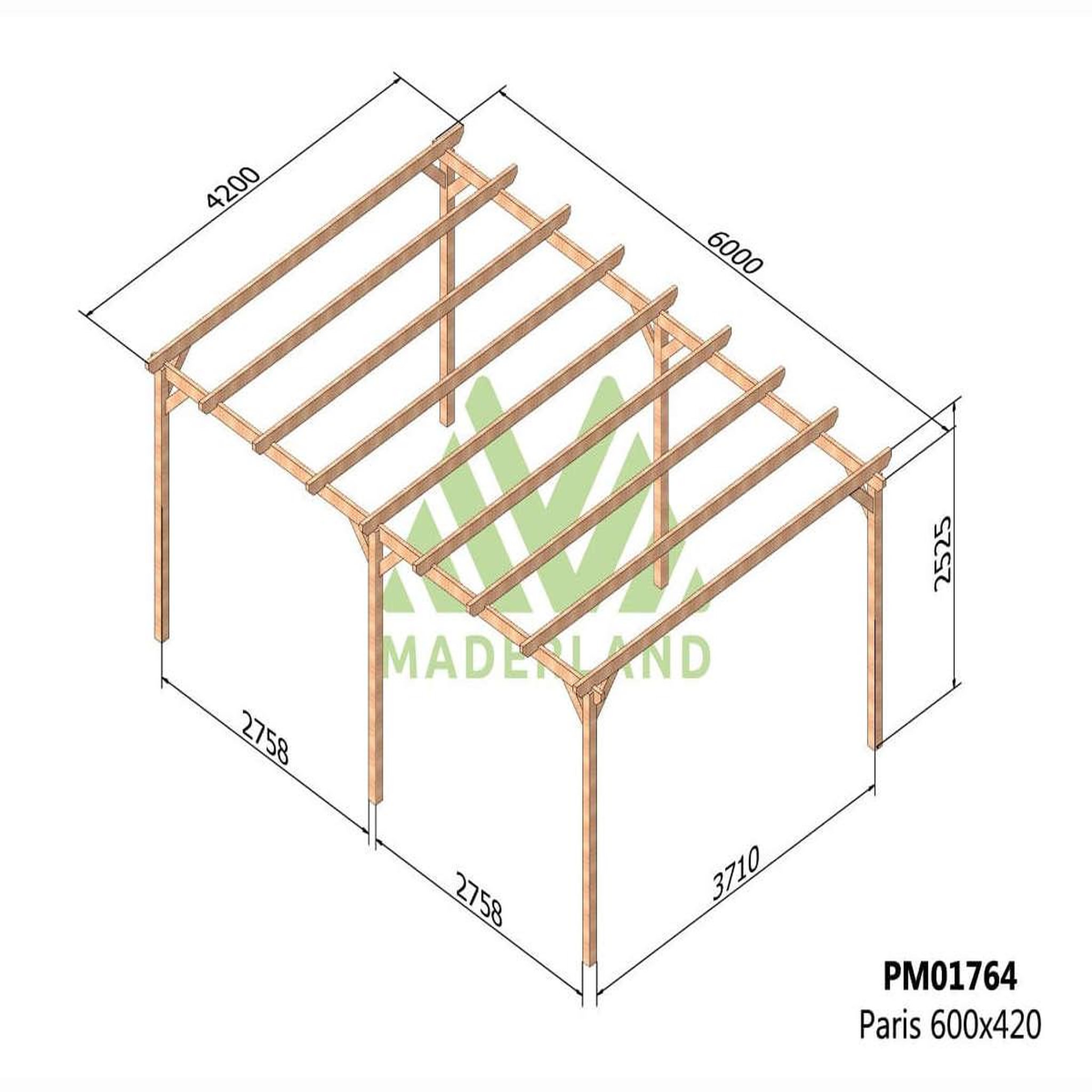 Voir la diapositive 2 : JARDIDECO Pergola massive en bois paris 600 x 420 cm - maderland