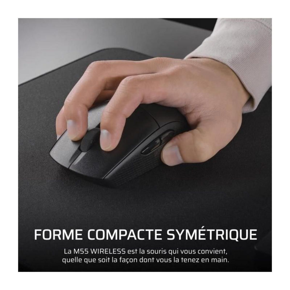 Corsair Souris Gaming Sans Fil - CORSAIR - M55 Wireless - Noire, Symétrique