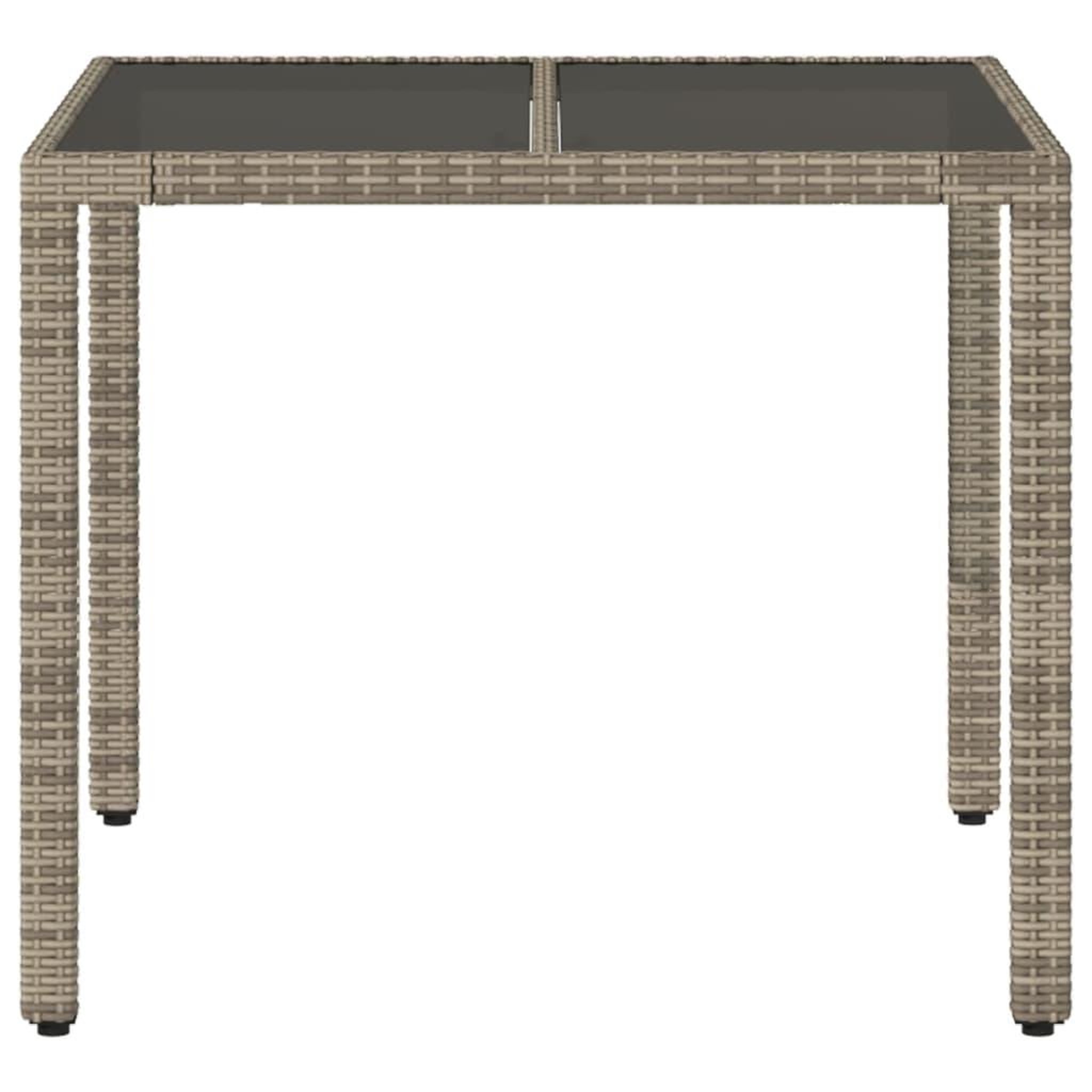 Voir la diapositive 4 : VIDAXL Table de jardin dessus en verre Gris 90x90x75 cm Resine tressee