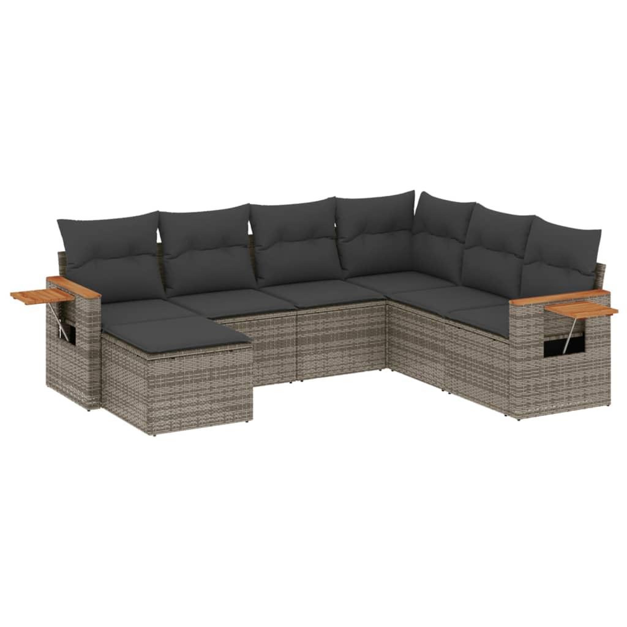 Voir la diapositive 2 : VIDAXL Salon de jardin avec coussins 7 pcs gris resine tressee