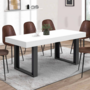 Voir la diapositive 2 : ID MARKET Table à manger rectangle PHOENIX 8 personnes bois blanc 200 cm