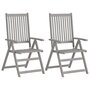 Voir la diapositive 2 : VIDAXL Chaises inclinables de jardin lot de 2 et coussins Bois acacia