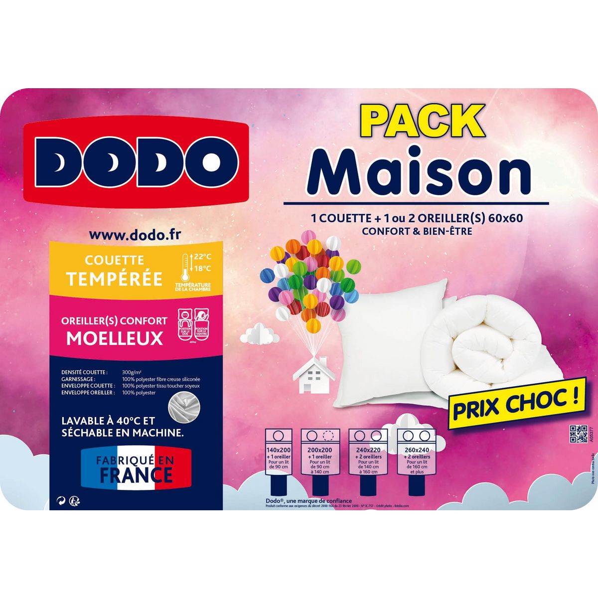 DODO Pack couette Tempérée en polyester 300 g/m² + oreiller(s) MAISON