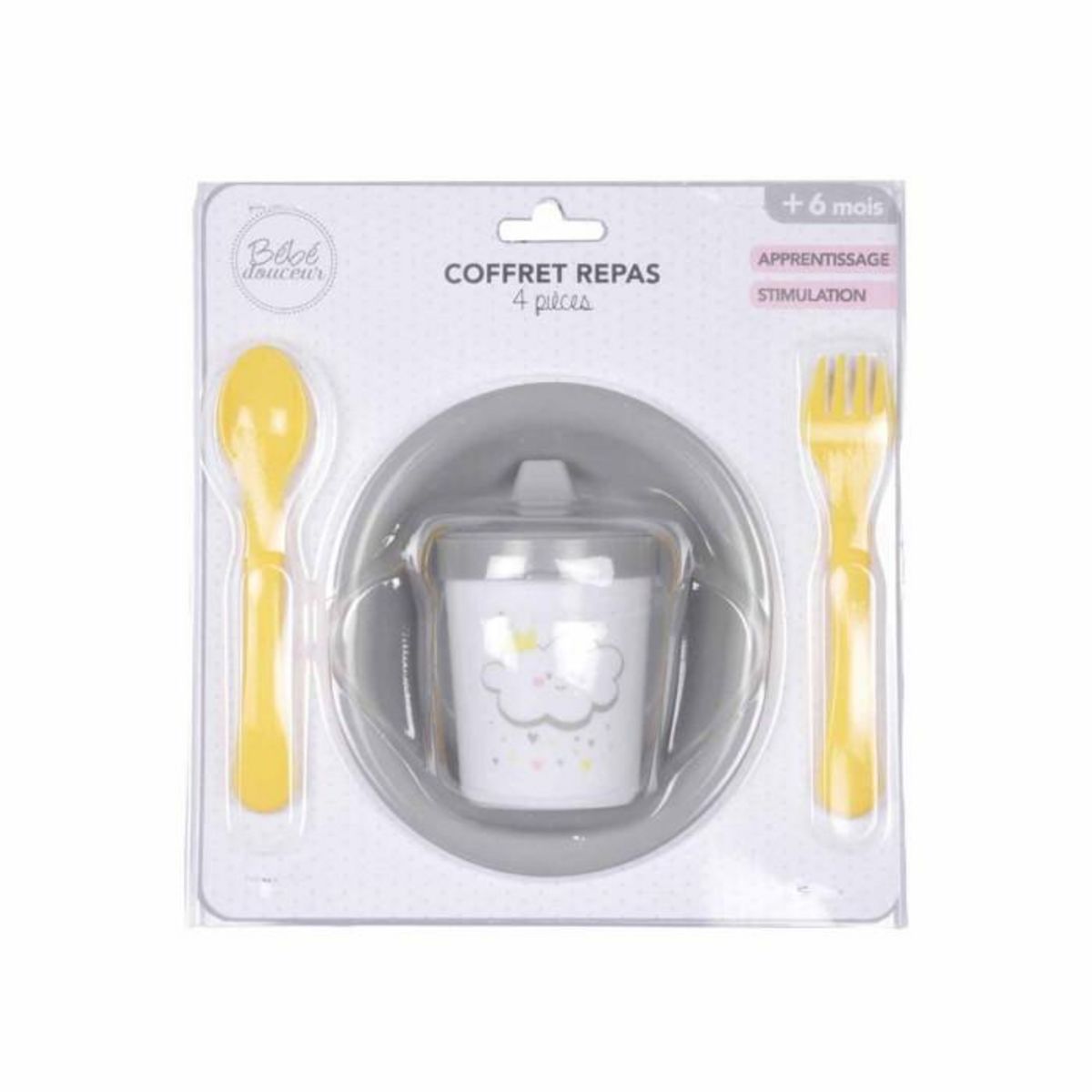 Paris Prix Coffret Repas 4 Pièces pour Bébé  Ciel  Gris