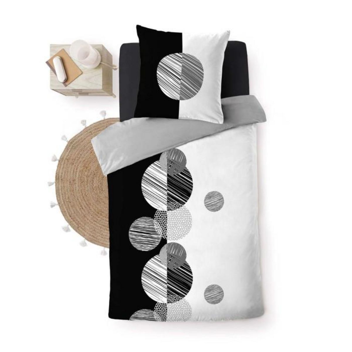 Paris Prix Parure de Lit 2 Pièces  Stormi  140x200cm Noir