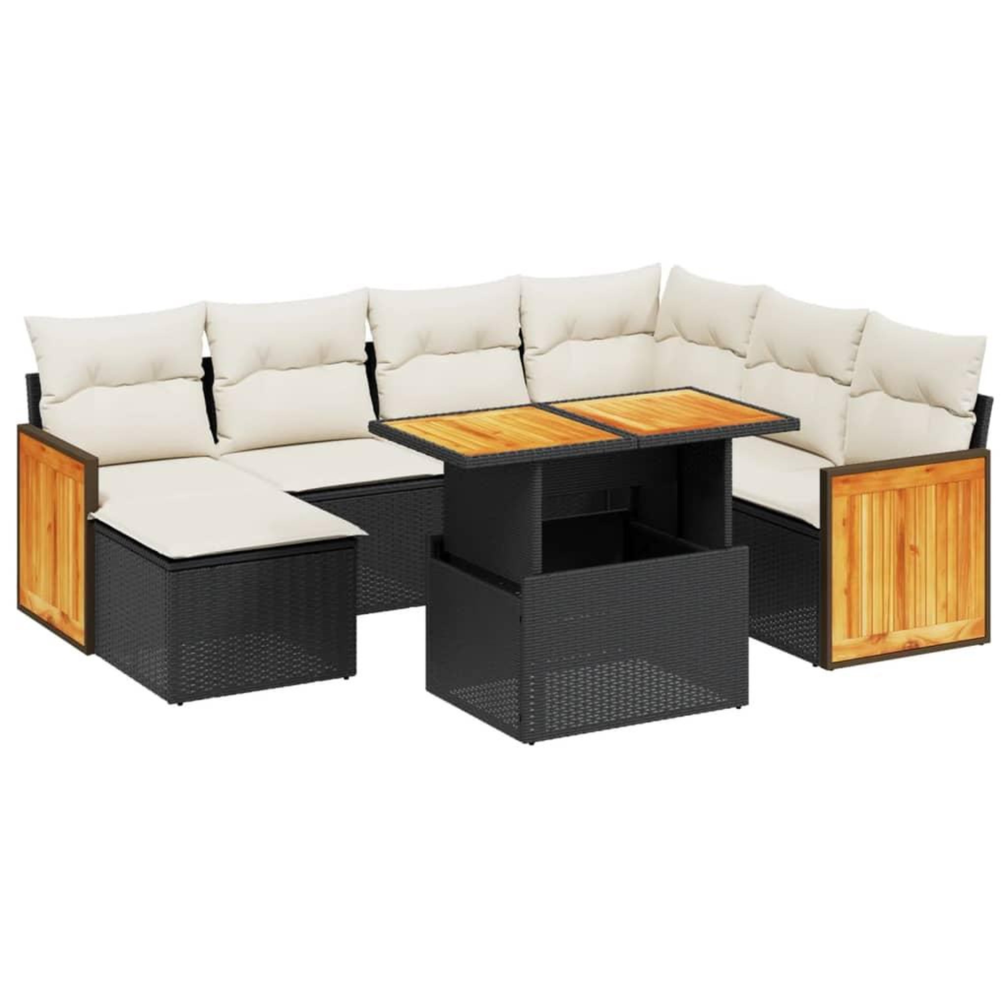 Voir la diapositive 2 : VIDAXL Salon de jardin 8 pcs avec coussins noir resine tressee