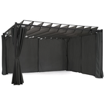 ID MARKET Pergola édition suprem lames orientables 3x4 M et 4 rideaux gris anthracite
