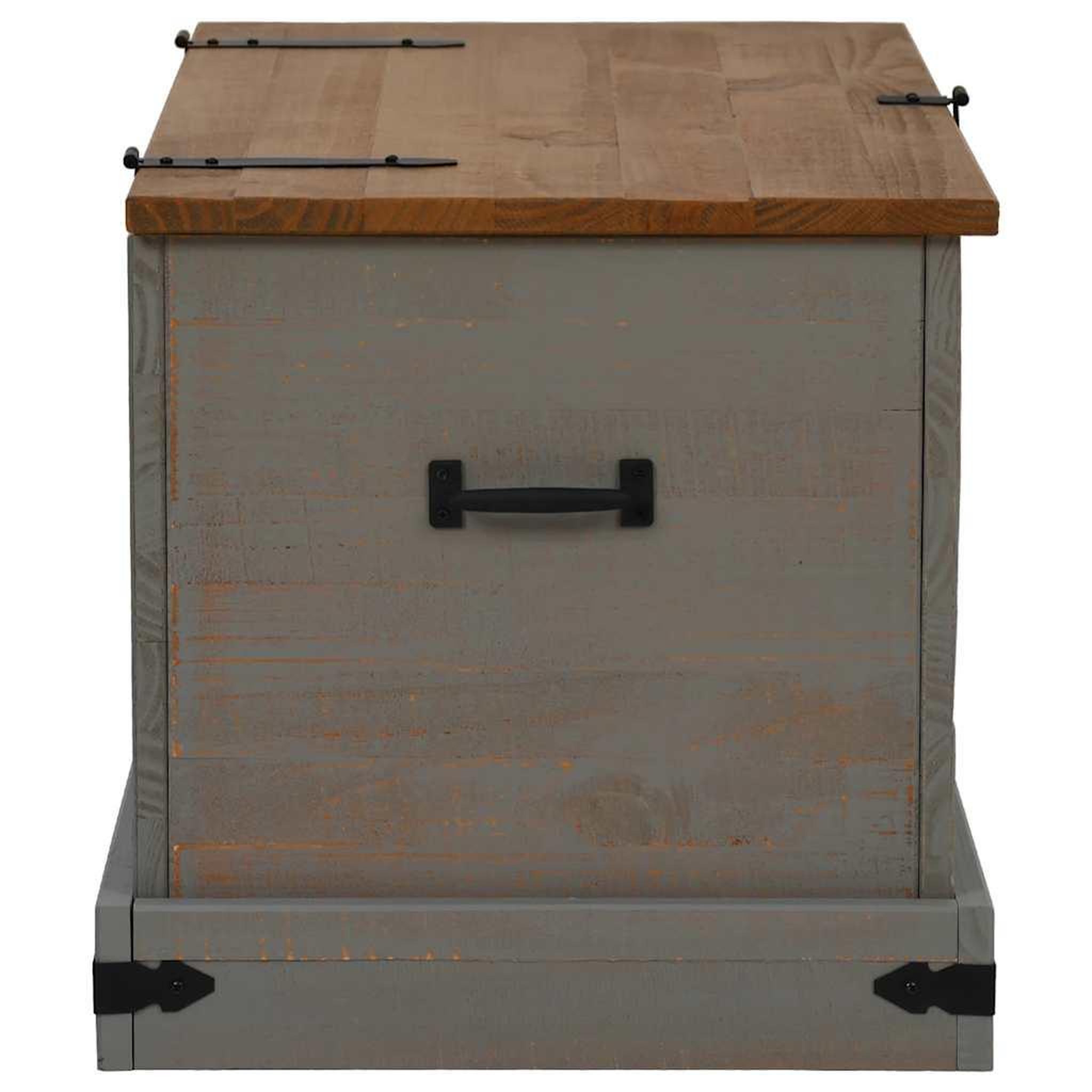 Voir la diapositive 4 : VIDAXL Coffre de rangement HALDEN gris 91x48x47 cm bois massif pin