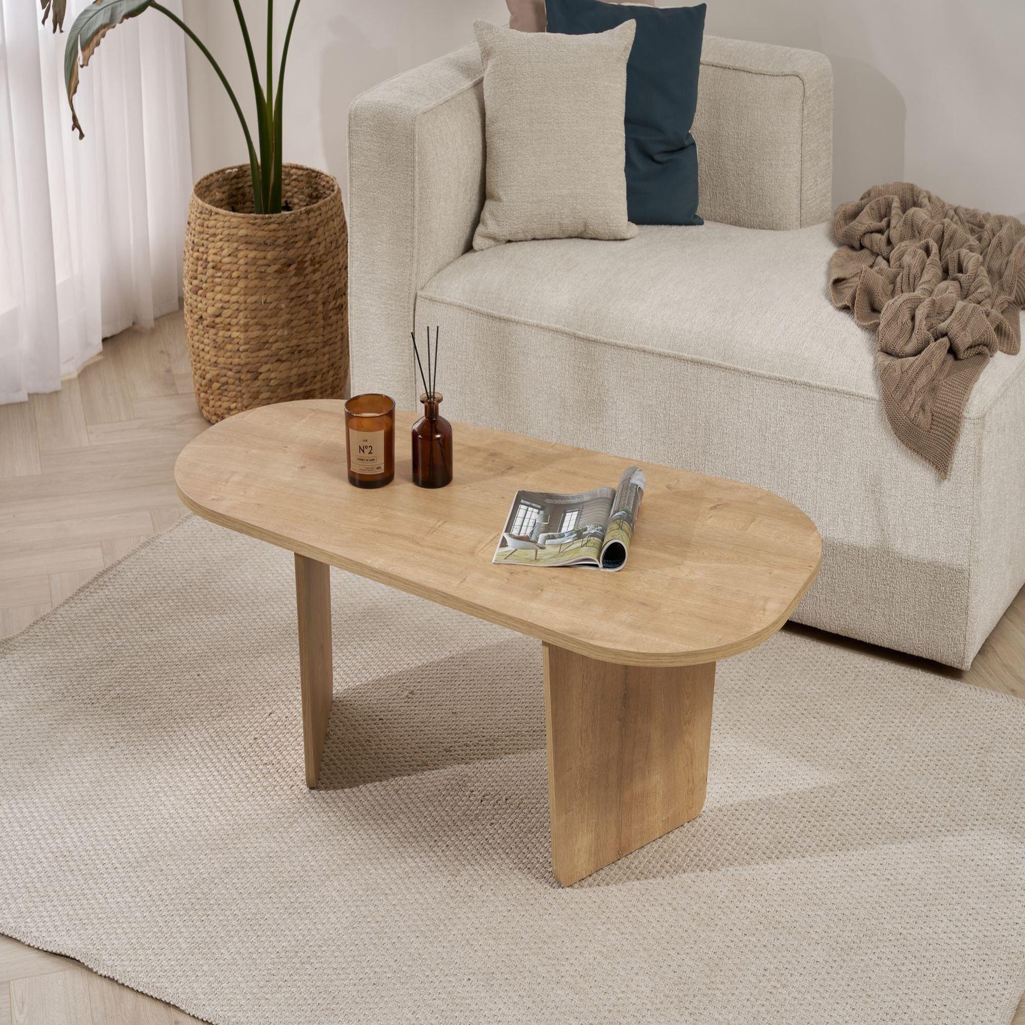 Voir la diapositive 3 : Habitat et Jardin Table basse en bois  ovalis  - 130 x 65 x 40 cm - chêne