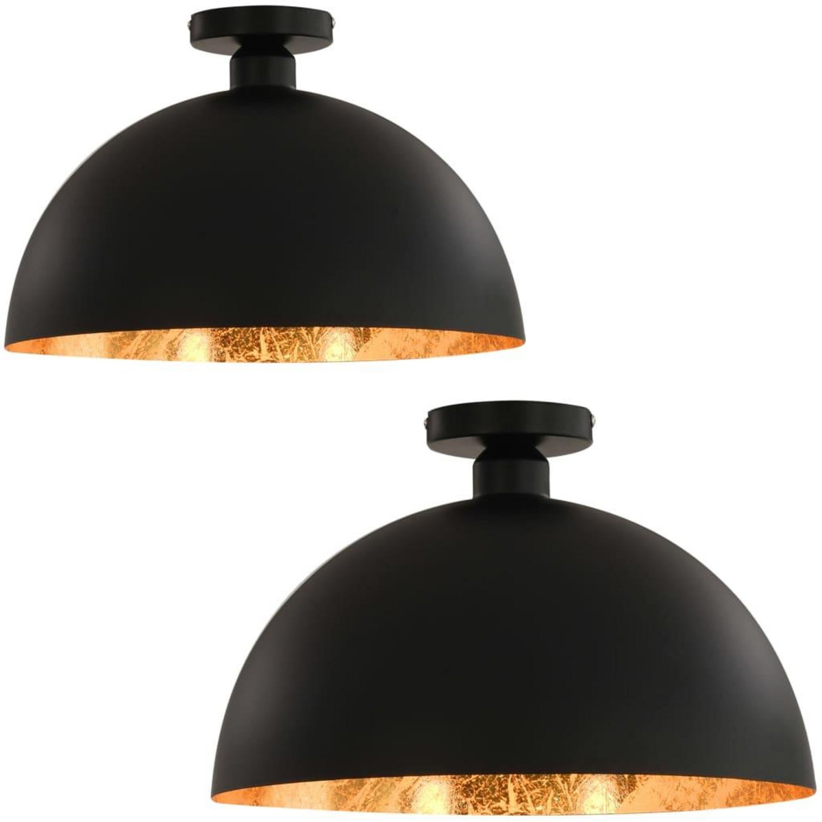 VIDAXL Plafonniers 2 pcs Noir et dore Semi-spherique E27