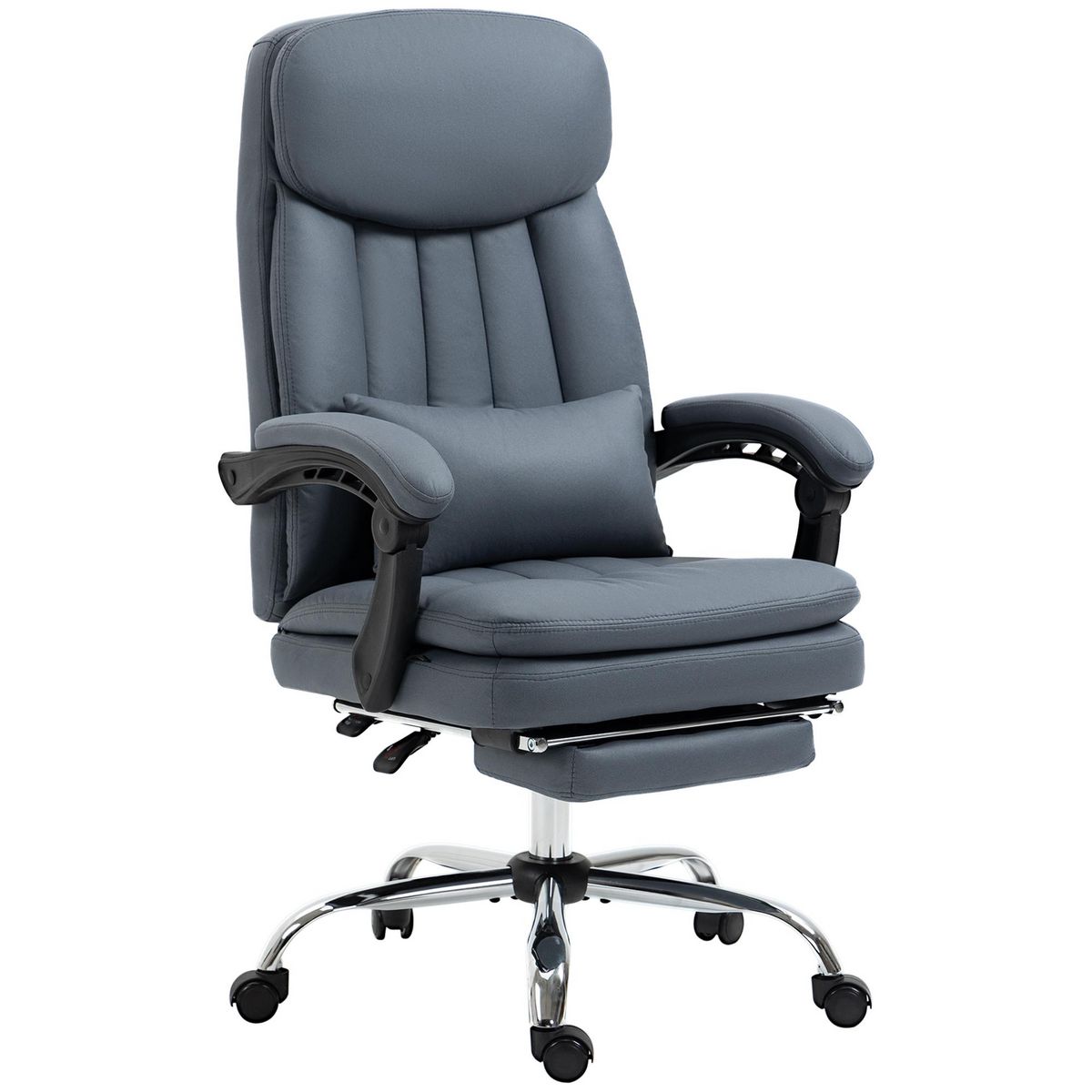 VINSETTO Fauteuil de bureau direction massant chauffant inclinable réglable repose-pied intégré tissu technique bleu