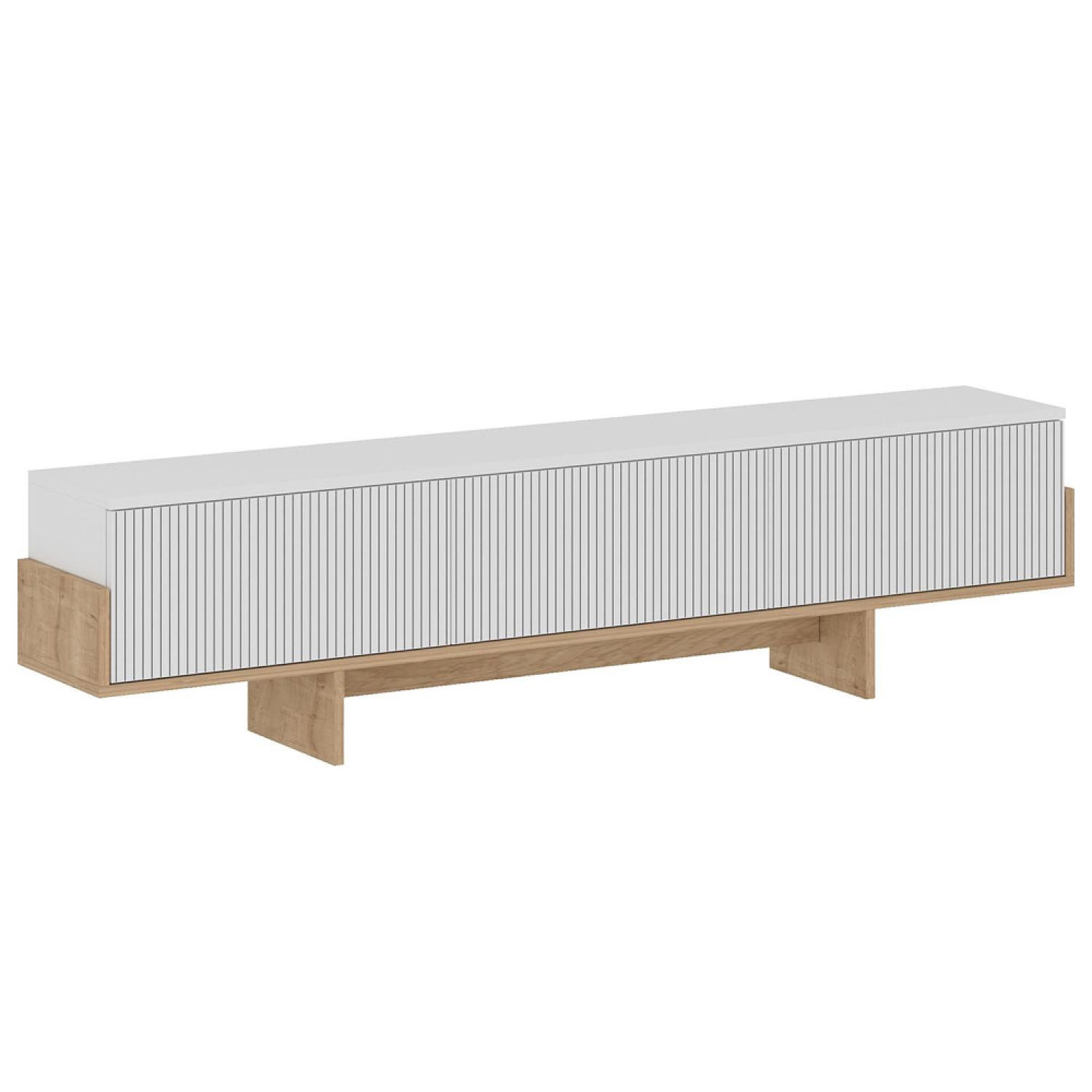 Voir la diapositive 5 : CONCEPT USINE Meuble tv avec placards blanc et bois 180cm wopi