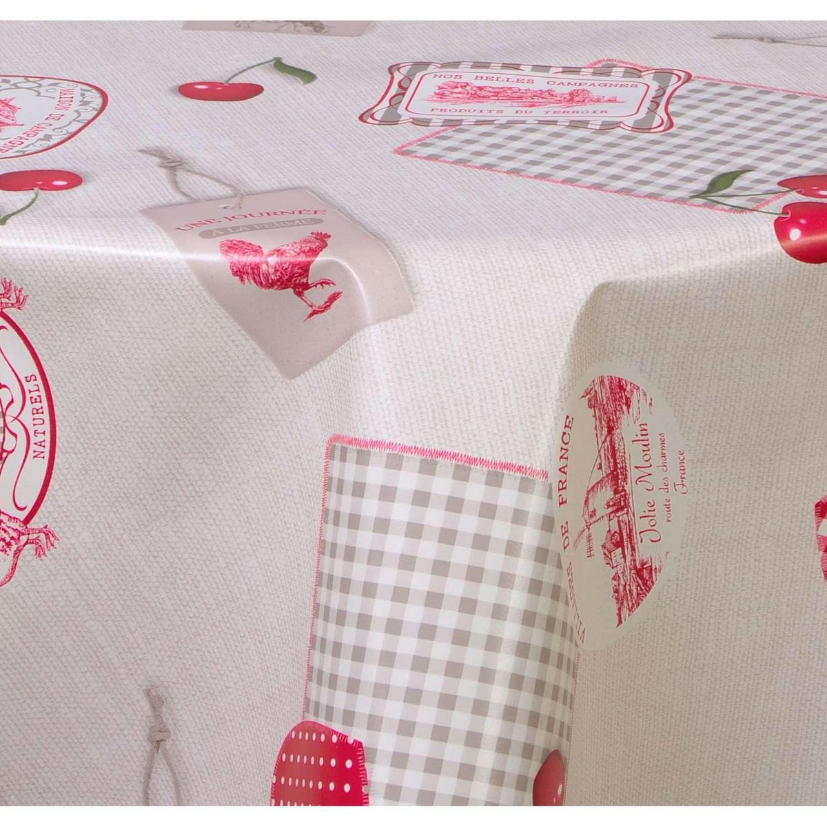 HABITABLE Nappe en toile cirée ronde Campagne - Diam. 150 cm - Beige