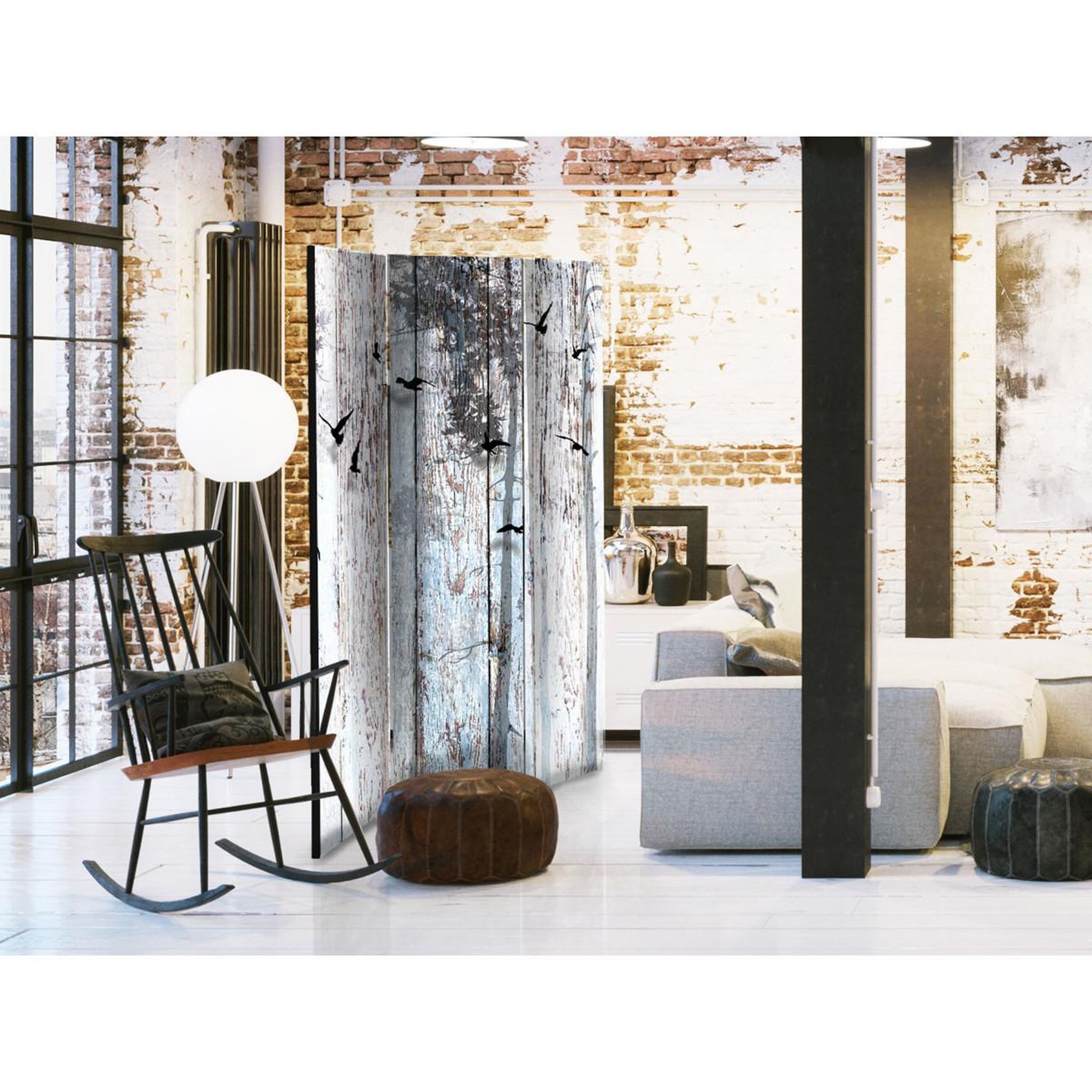 Voir la diapositive 2 : Paris Prix Paravent 3 volets  rustic boards  135x172cm